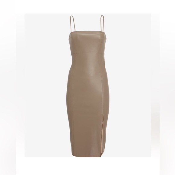 Express Dresses & Skirts - NWT Tan Express faux leather cami midi dress